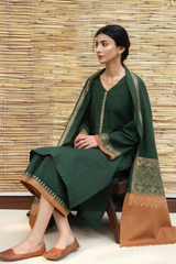 Aisling – 3PC Unstitched Dhanak Embroidered Suit with Wool Shawl & Trouser