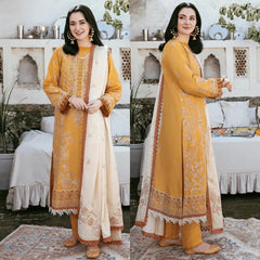 Florent  – 3PC Unstitched Dhanak Embroidered Suit with  Dhanak Embroidered  Shawl  & Trouser