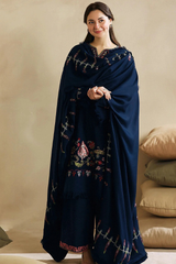 Coco zara shahjahan– 3PC Unstitched Dhanak Embroidered Suit with  Dhanak Embroidered  Shawl  & Trouser