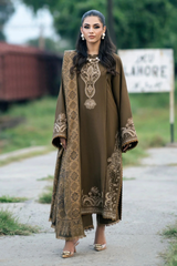 Baroque– 3PC Unstitched Dhanak Embroidered Suit with  Dhanak Embroidered  Shawl  & Trouser.