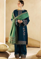 Zara Shahjahan– 3PC Unstitched Dhanak Embroidered Suit with  Dhanak Embroidered  Shawl  & Trouser.