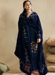 Coco zara shahjahan– 3PC Unstitched Dhanak Embroidered Suit with  Dhanak Embroidered  Shawl  & Trouser