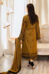 Libaas – 3PC Unstitched Dhanak Embroidered Suit with  Dhanak Embroidered  Shawl  & Trouser.