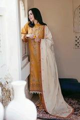Florent  – 3PC Unstitched Dhanak Embroidered Suit with  Dhanak Embroidered  Shawl  & Trouser