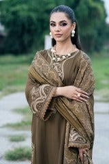 Baroque– 3PC Unstitched Dhanak Embroidered Suit with  Dhanak Embroidered  Shawl  & Trouser.