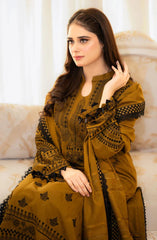 Libaas – 3PC Unstitched Dhanak Embroidered Suit with  Dhanak Embroidered  Shawl  & Trouser.