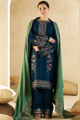 Zara Shahjahan– 3PC Unstitched Dhanak Embroidered Suit with  Dhanak Embroidered  Shawl  & Trouser.