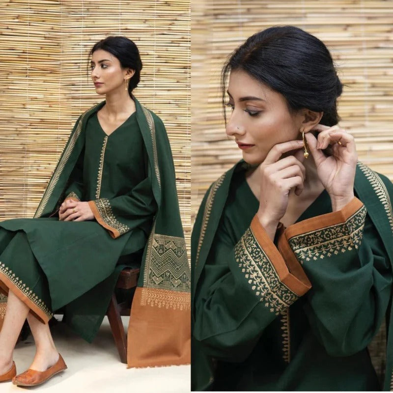 Aisling – 3PC Unstitched Dhanak Embroidered Suit with Wool Shawl & Trouser