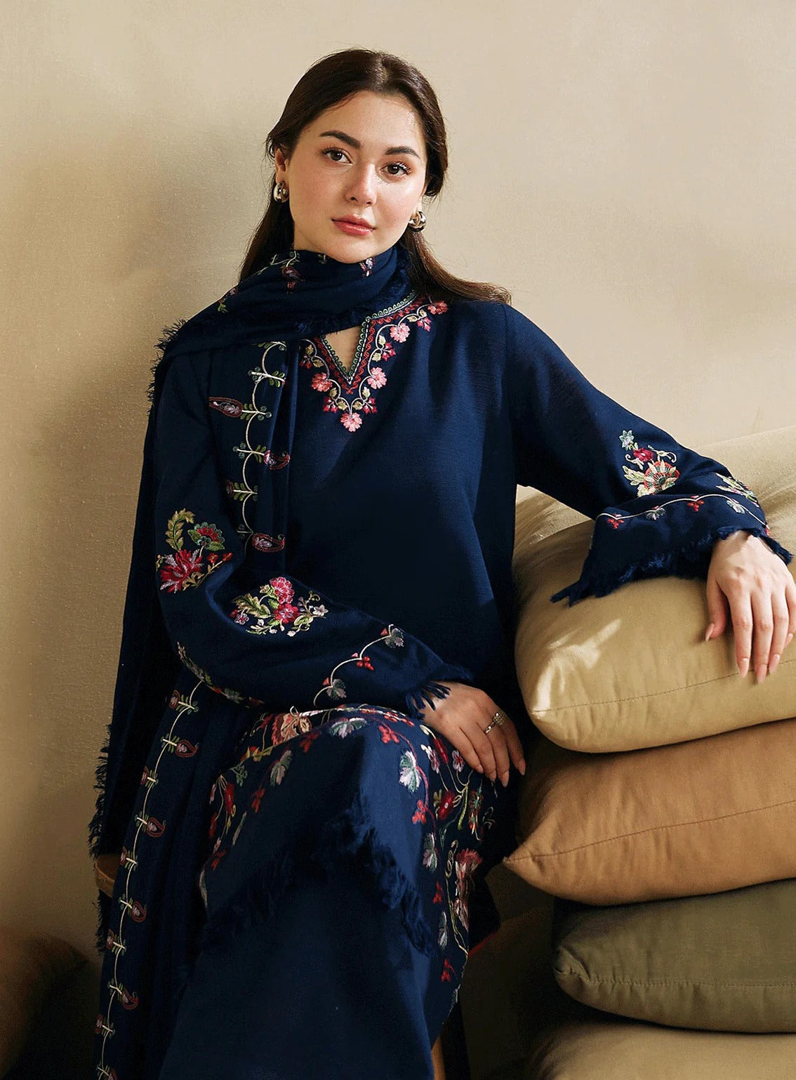 Coco zara shahjahan– 3PC Unstitched Dhanak Embroidered Suit with  Dhanak Embroidered  Shawl  & Trouser