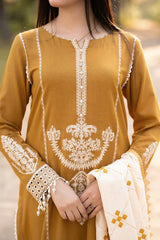 Libaas – 3PC Unstitched Dhanak Embroidered Suit with  Dhanak Embroidered  Shawl  & Trouser.