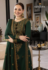 Asim Jofa – 3PC Unstitched Dhanak Embroidered Suit with  Dhanak Embroidered  Shawl  & Trouser