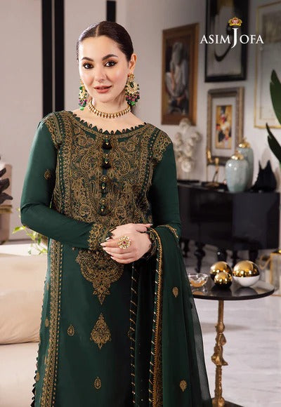 Asim Jofa – 3PC Unstitched Dhanak Embroidered Suit with  Dhanak Embroidered  Shawl  & Trouser