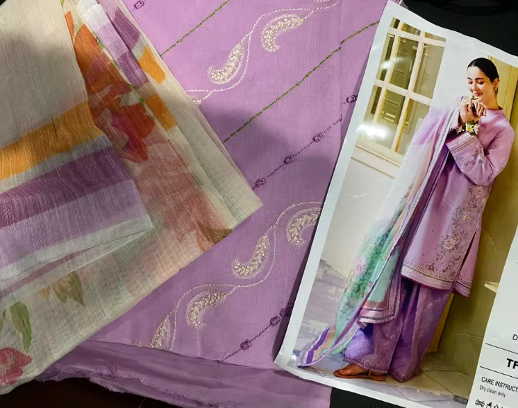 Coco zara shahjahan– 3PC Unstitched Dhanak Embroidered Suit with  Dhanak Embroidered  Shawl  & Trouser