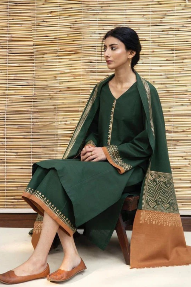 Aisling – 3PC Unstitched Dhanak Embroidered Suit with Wool Shawl & Trouser