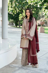 Khaadi – 3PC Unstitched Dhanak Embroidered Suit with  Dhanak Embroidered  Shawl  & Trouser