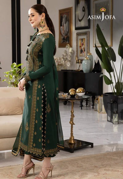 Asim Jofa – 3PC Unstitched Dhanak Embroidered Suit with  Dhanak Embroidered  Shawl  & Trouser