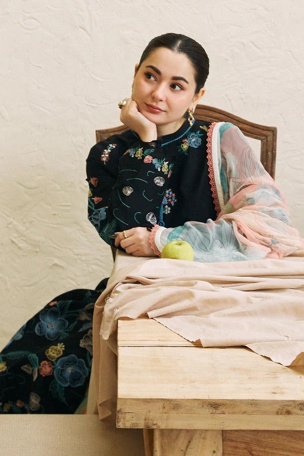 Coco zara shahjahan– 3PC Unstitched Dhanak Embroidered Suit with  Dhanak Embroidered  Shawl  & Trouser