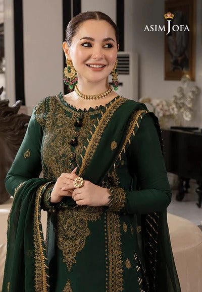 Asim Jofa – 3PC Unstitched Dhanak Embroidered Suit with  Dhanak Embroidered  Shawl  & Trouser