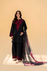 Zaroon – 3PC Unstitched Dhanak Embroidered Suit with Wool Shawl & Trouser