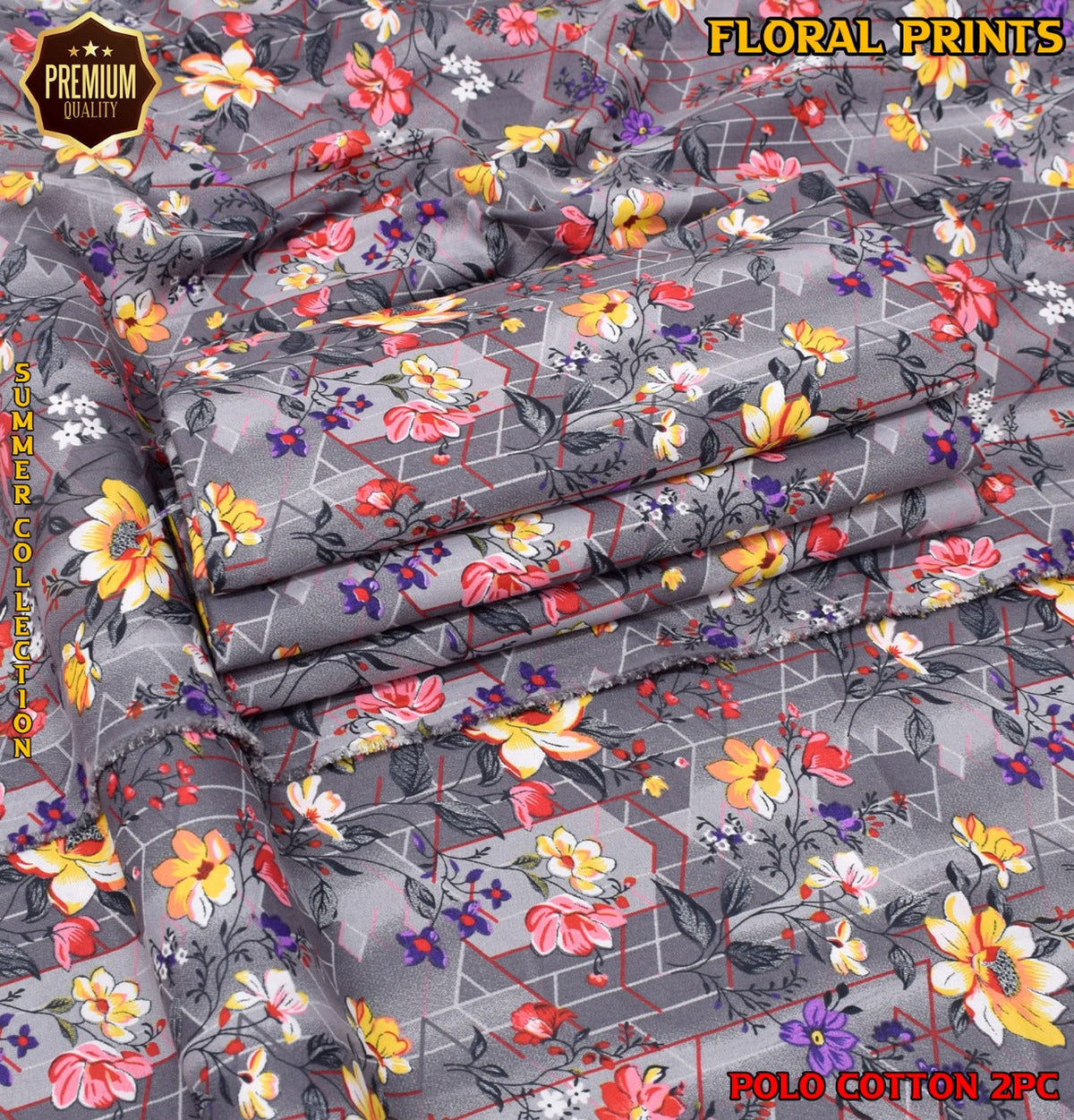 2-Piece Printed Polo Cotton Suit