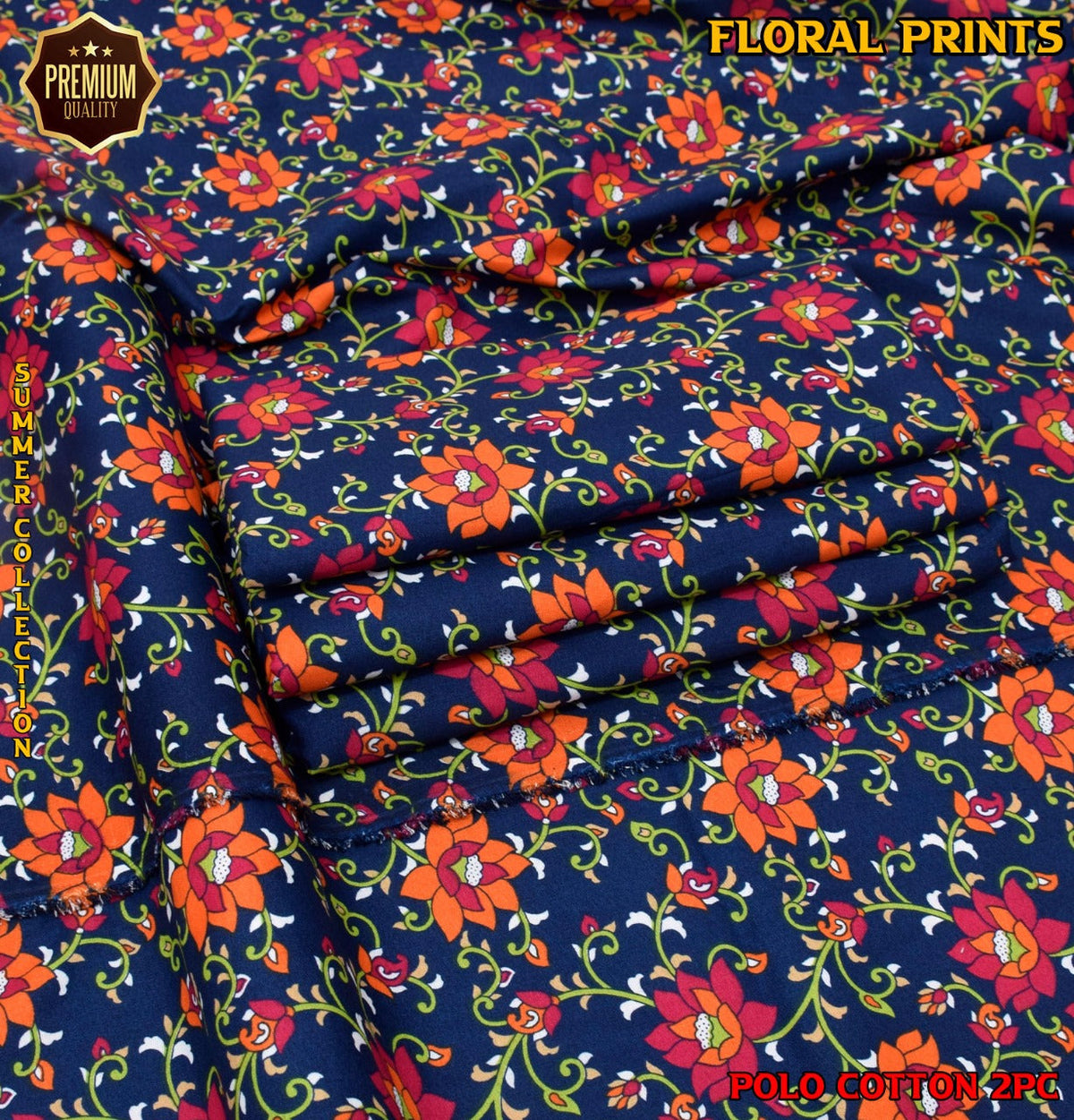 2-Piece Printed Polo Cotton Suit
