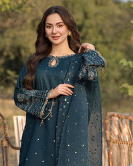 Coco 1085 – Luxury 3PC Embroidered Lawn Suit with Organza Dupatta
