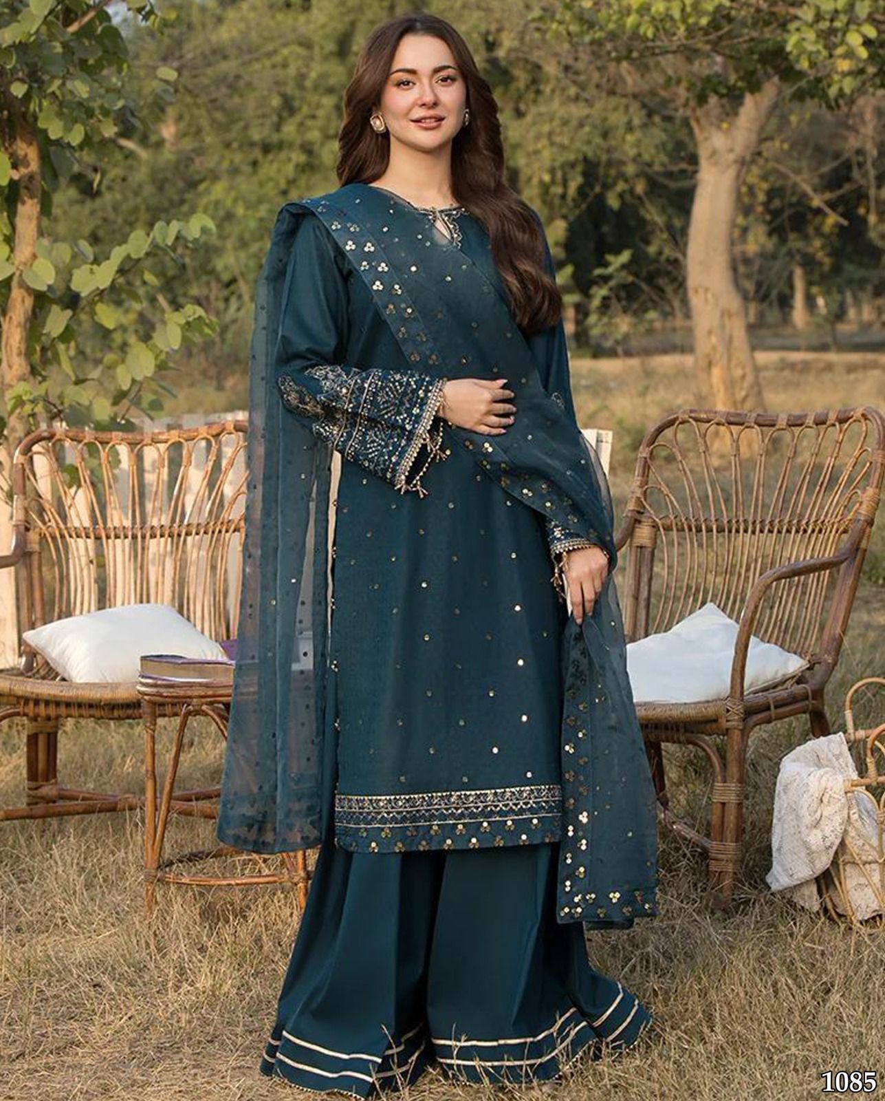 Coco 1085 – Luxury 3PC Embroidered Lawn Suit with Organza Dupatta