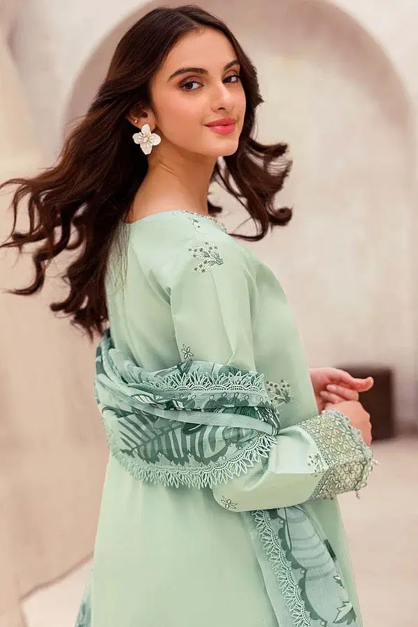 Coco by Zara 1079 – 3PC Chikankari Embroidered Lawn Suit with Voile Dupatta