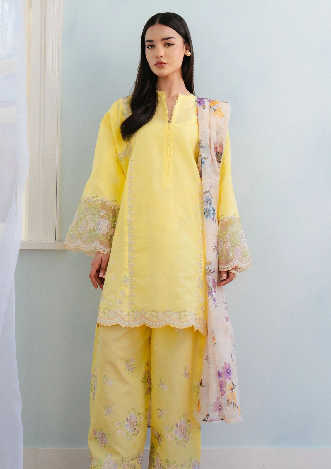 Coco 1089 – Premium 3PC Embroidered Lawn Suit with Diamond Voile Dupatta