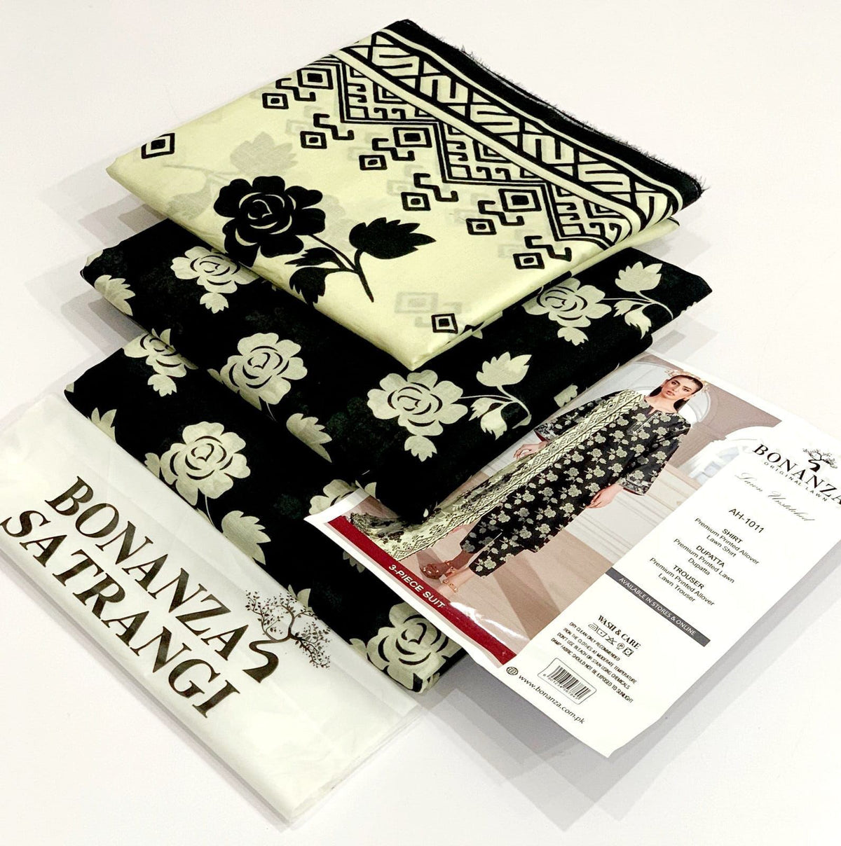 Bonanza – 3PC Printed Lawn Suit | Allover Print Shirt, Dupatta & Trouser