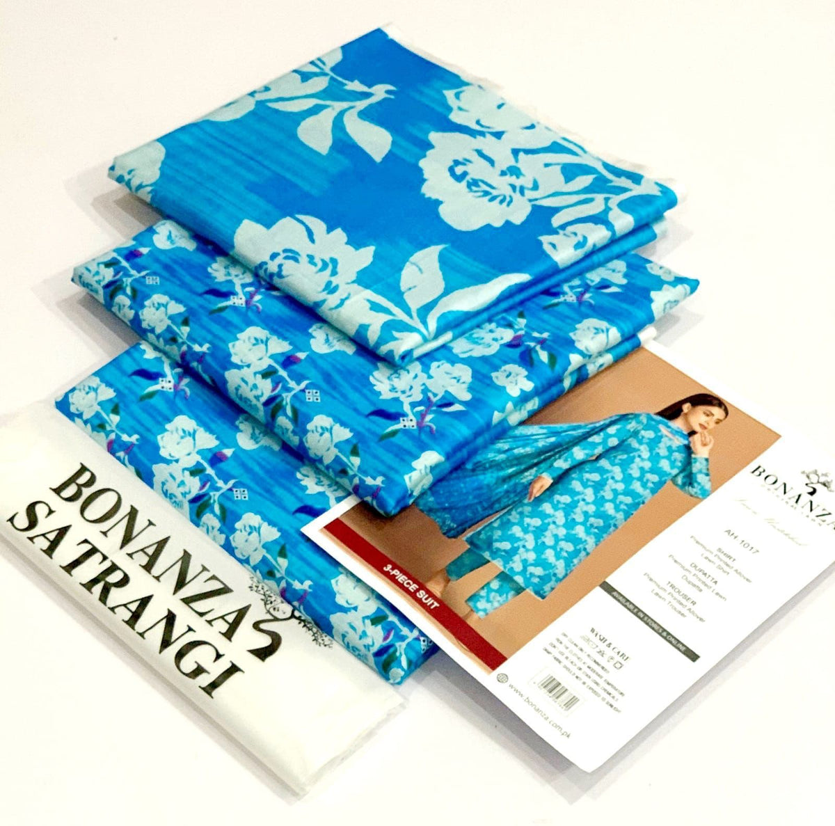 Bonanza – 3PC Printed Lawn Suit | Allover Print Shirt, Dupatta & Trouser